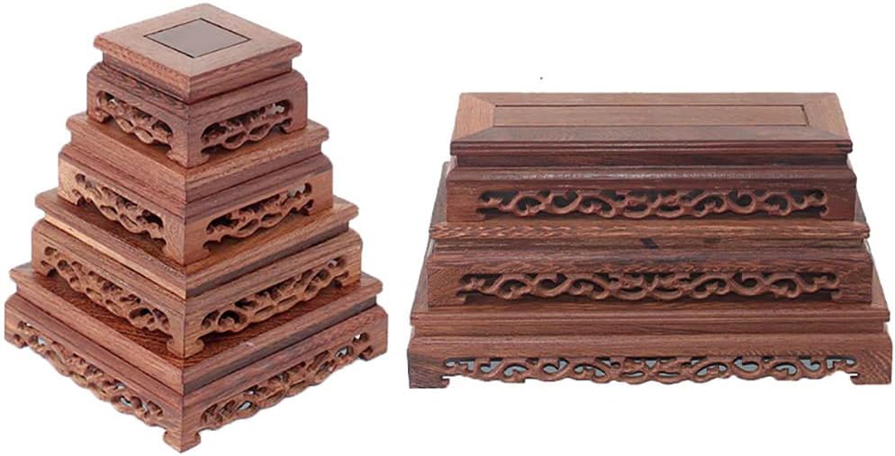 GOLDYWENDY Rectangular Wooden Base Vase Sculpture Display Stand