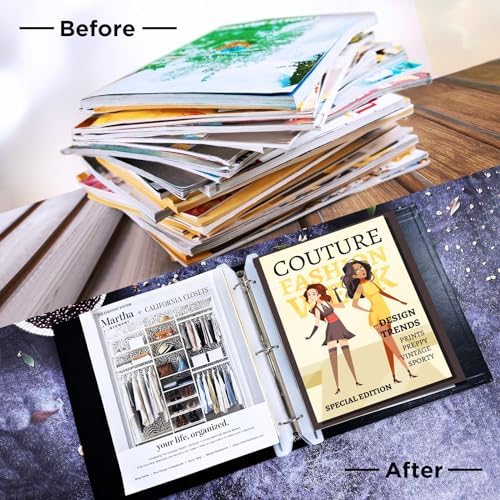 CollectHall Magazine Holders 40 Pack Translucent White 3 Hole Punched