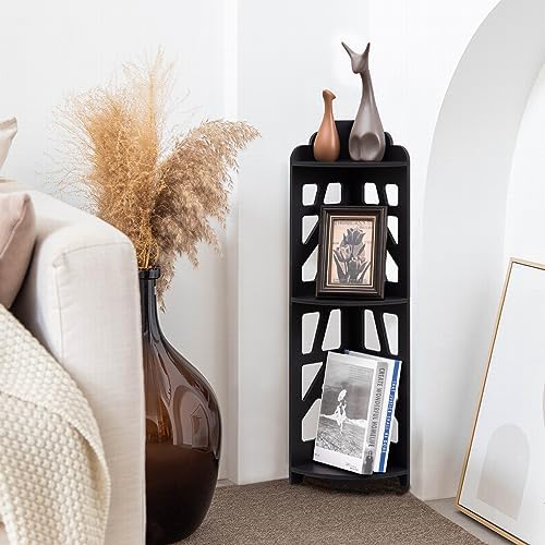 Corner Shelves Waterproof Black 3 Tier Storage Stand