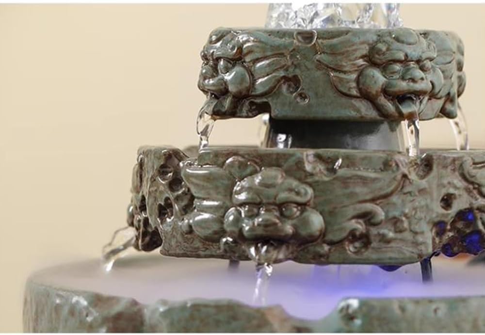 Yellow Ceramic Indoor Fountain Meditation Decor