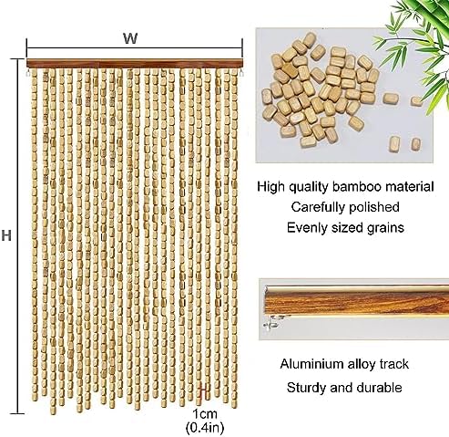 Jolan Bamboo Beaded Curtain Fly Screen Natural 35x79in