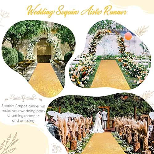 Gold Sequin Aisle Runner 2ft x 15ft for Weddings and Parties