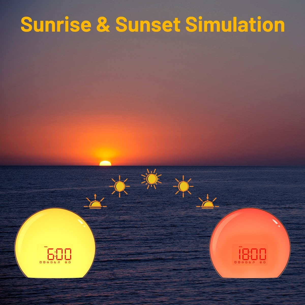 Magicteam Sunrise Alarm Clock with Night Light and Soothing Sounds