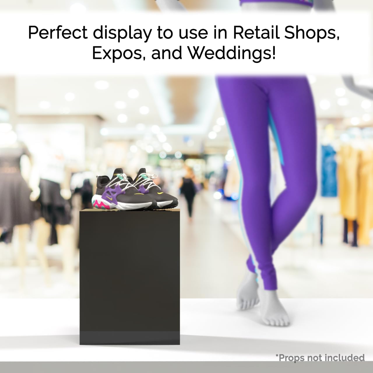 Marketing Holders Black Acrylic Display Pedestal Stand 12x12x16 Inch Cube