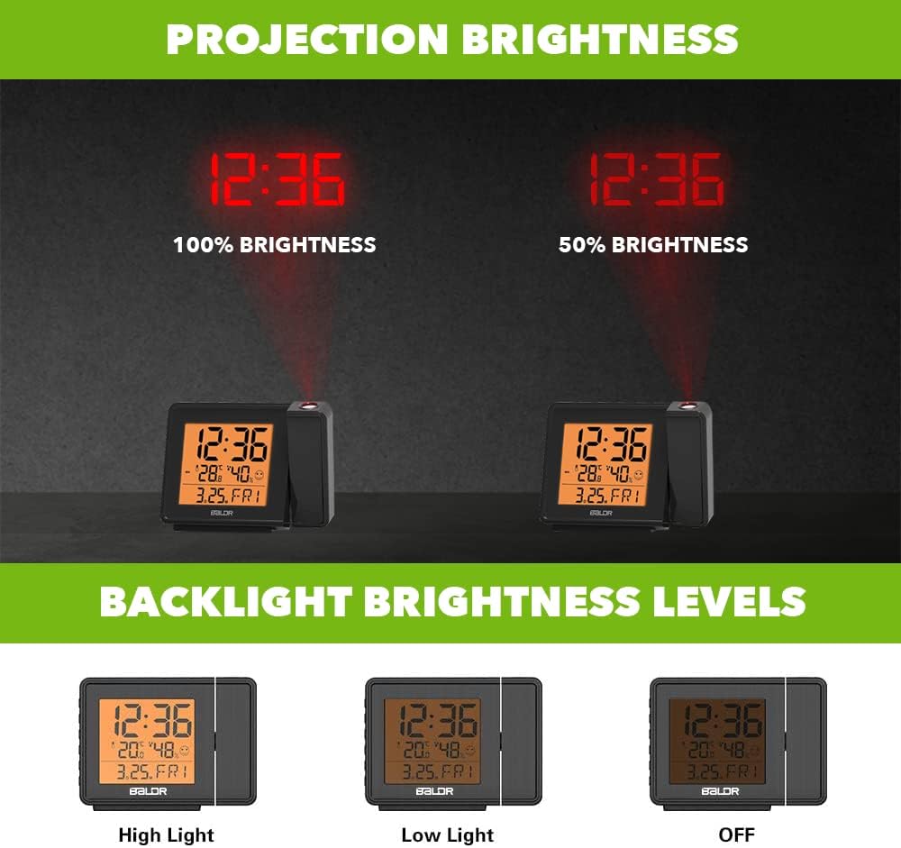 BALDR Projection Alarm Clock with Temperature