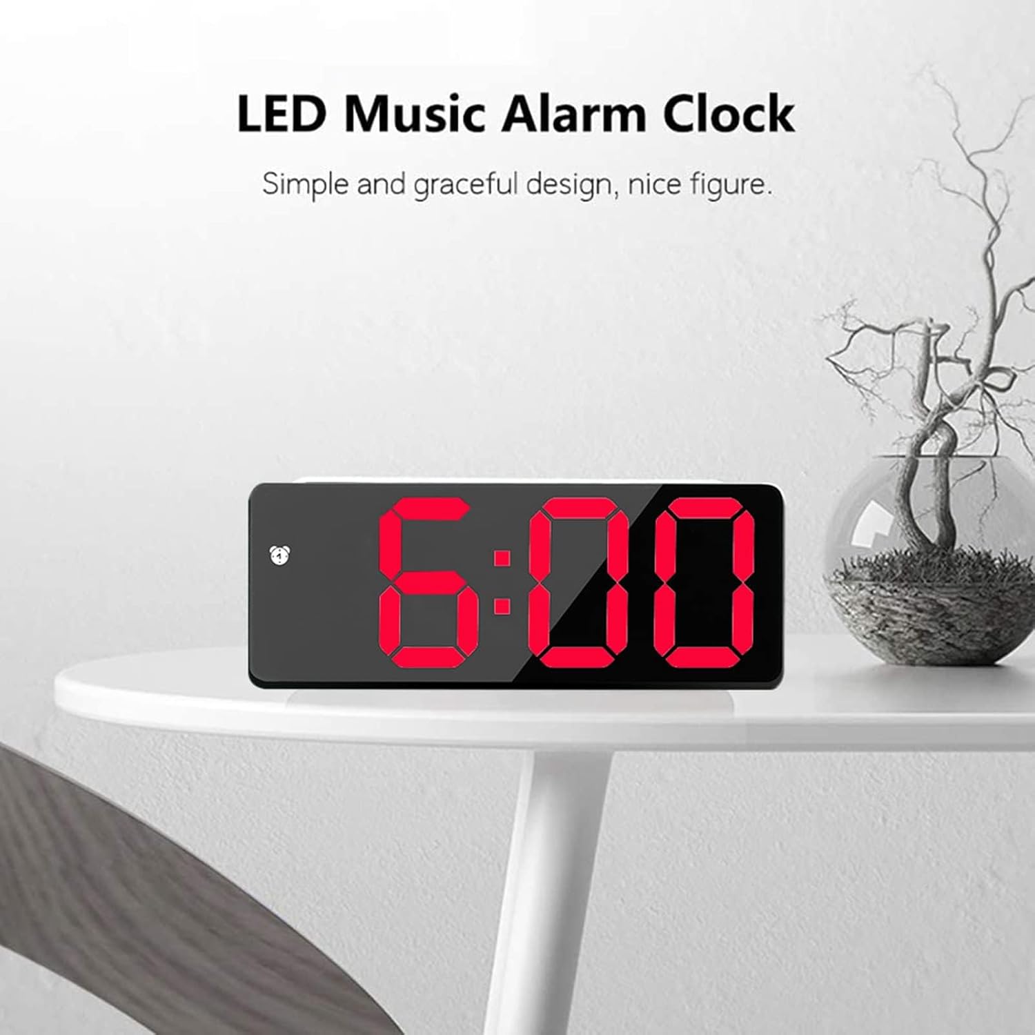 Shinekoo Red Digital Mirror Alarm Clock with LED Display