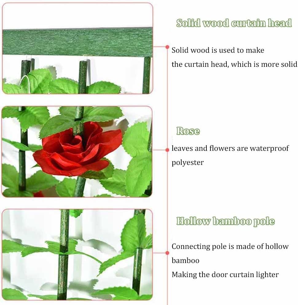 Bamboo Beads Curtain Green Rose 35x71 Room Divider