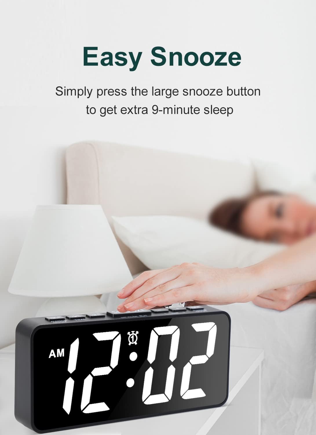 BOCTOP 75 Inch Digital Alarm Clock with Dimmer and Snooze