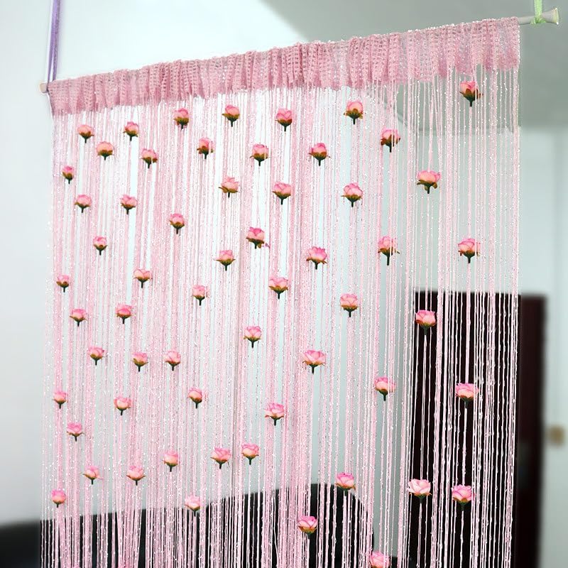 Muliivevy Rose Thread Door Curtain Elegant Privacy Tassel for Doorways