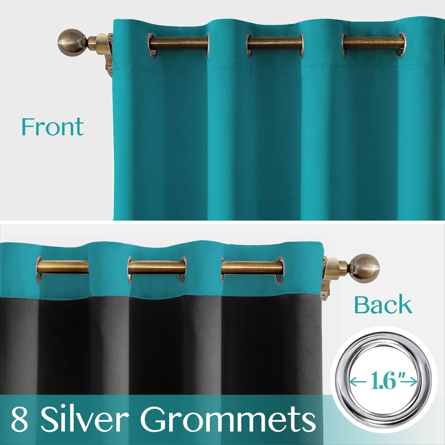 WUBODTI Blackout Teal Curtains 2 Panels 42x84 Inch