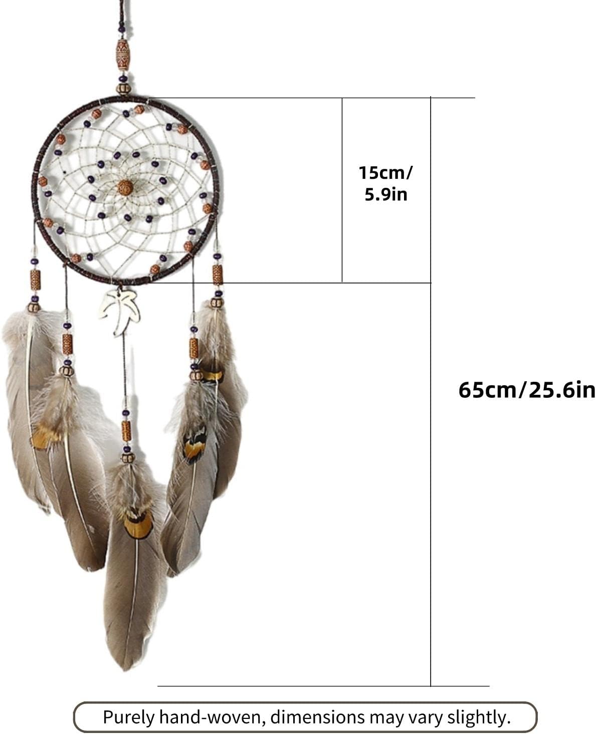 Dream Catchers Wall Decor Brown Feathers 256 Inch Hand Woven
