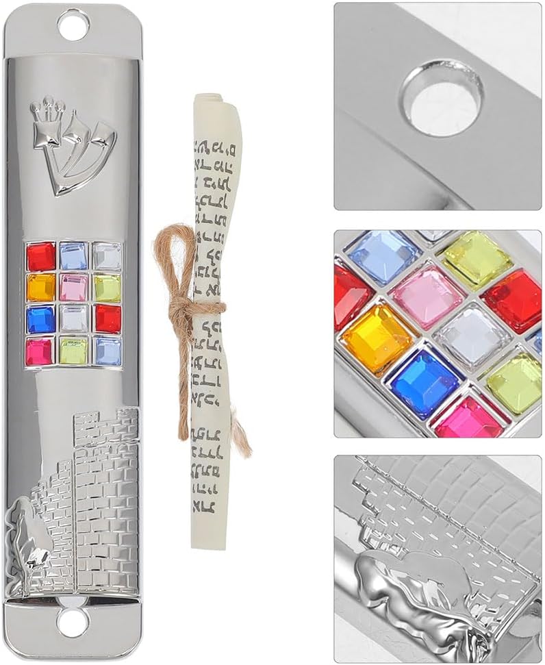 LUOZZY 2 Sets Silver Metal Mezuzah Door Decoration