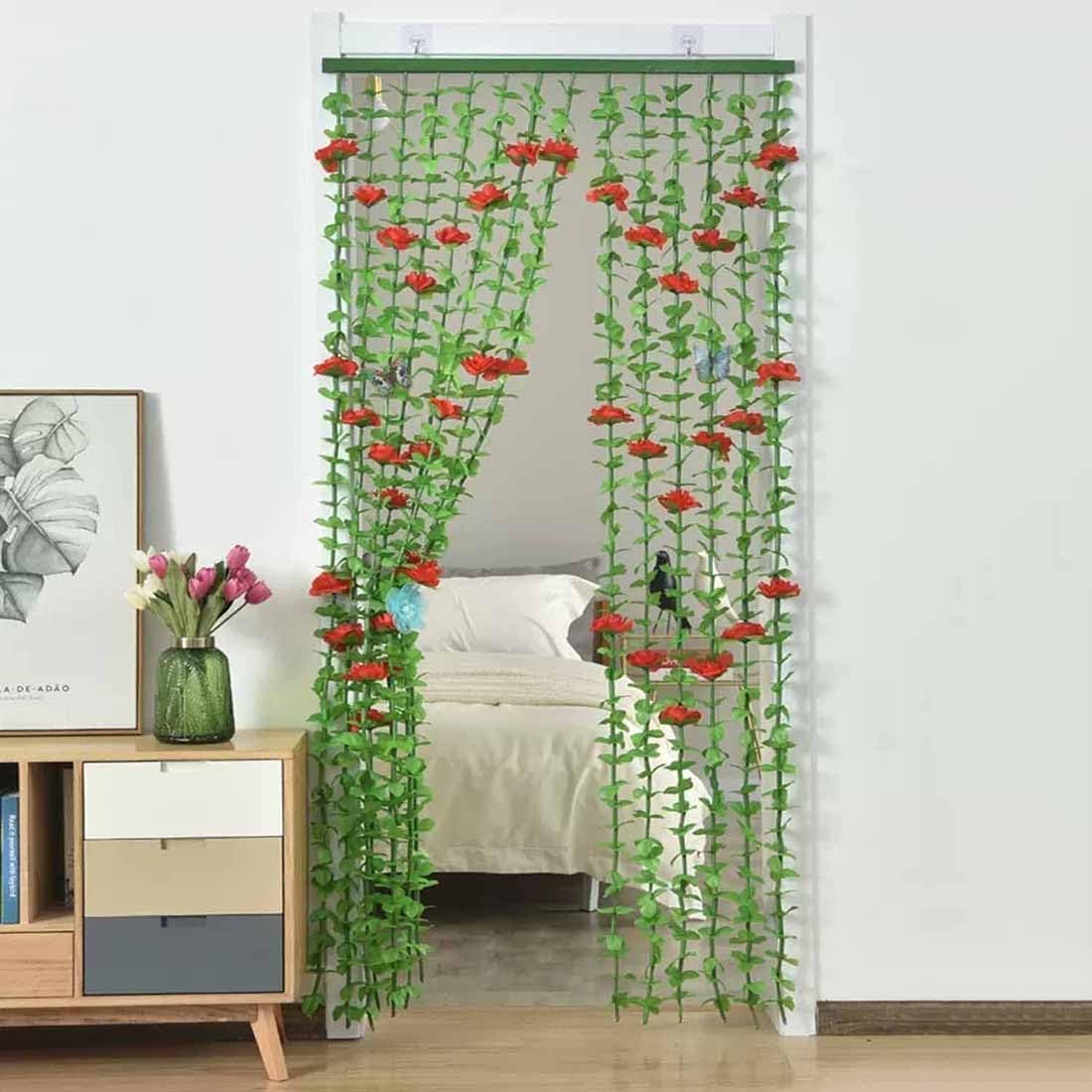 Bamboo Beads Curtain Green Rose 35x71 Room Divider