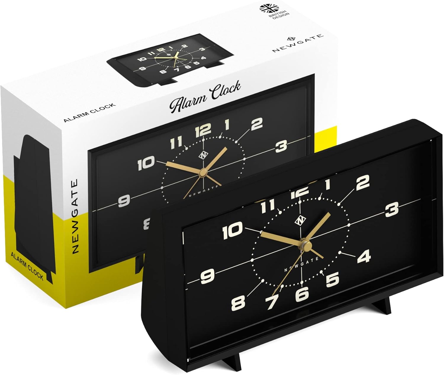 NEWGATE Wideboy Alarm Clock Rectangular Retro Black