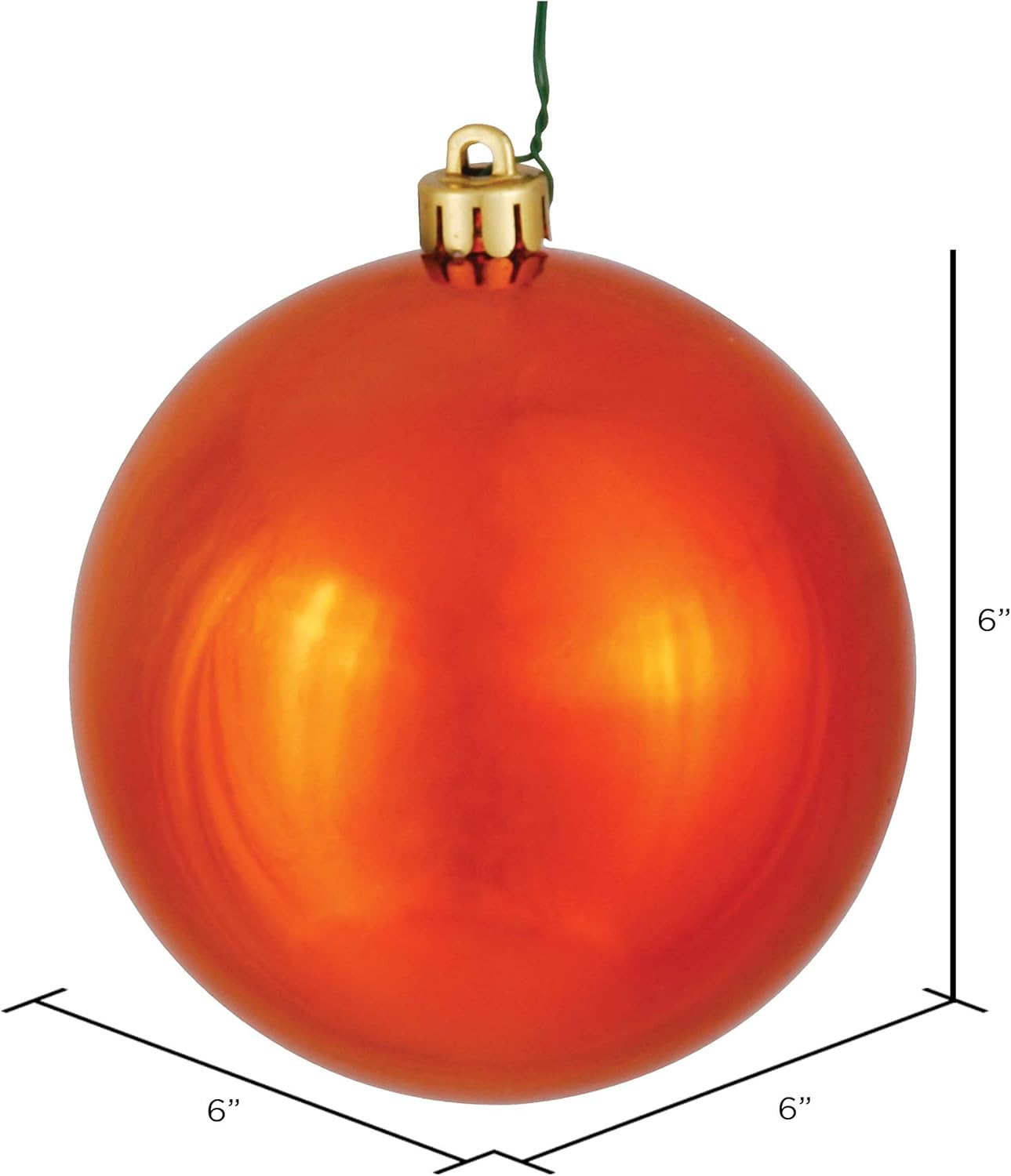 Vickerman 6 Inch Burnish Orange Shiny Ball Ornament 4 per Box
