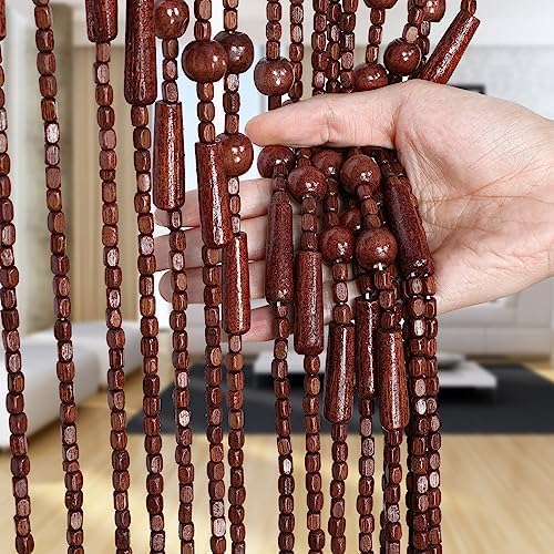 Handmade Bamboo Beaded Curtain - Boho Door Divider 75 x 355 Inches