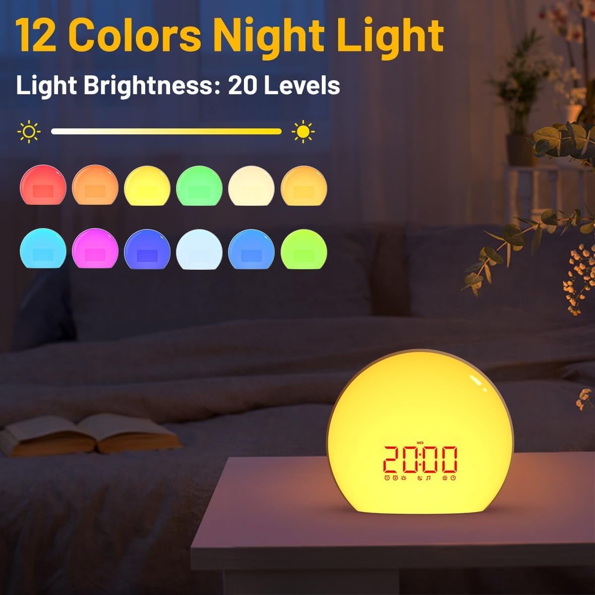 Magicteam Sunrise Alarm Clock with Night Light and Soothing Sounds