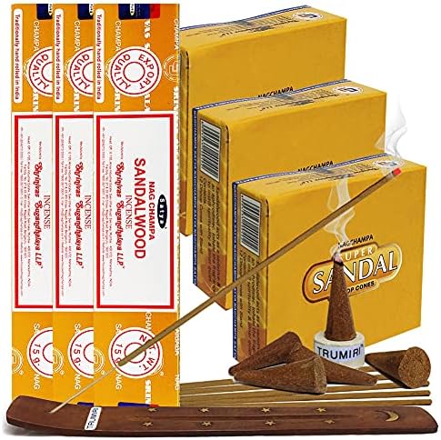 TRUMIRI Sandalwood Incense Sticks Cone Holder Variety Pack