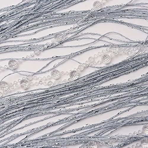 Silver Crystal Beaded Curtain for Doorway 36x77in