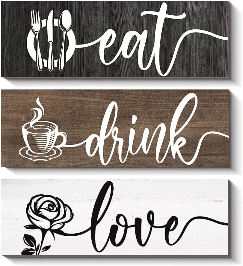 Creoate 3 Piece Kitchen Wall Decor Wooden Signs