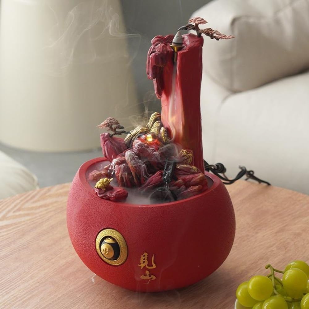 Red Sandstone Tabletop Fountain for Relaxation and Meditation