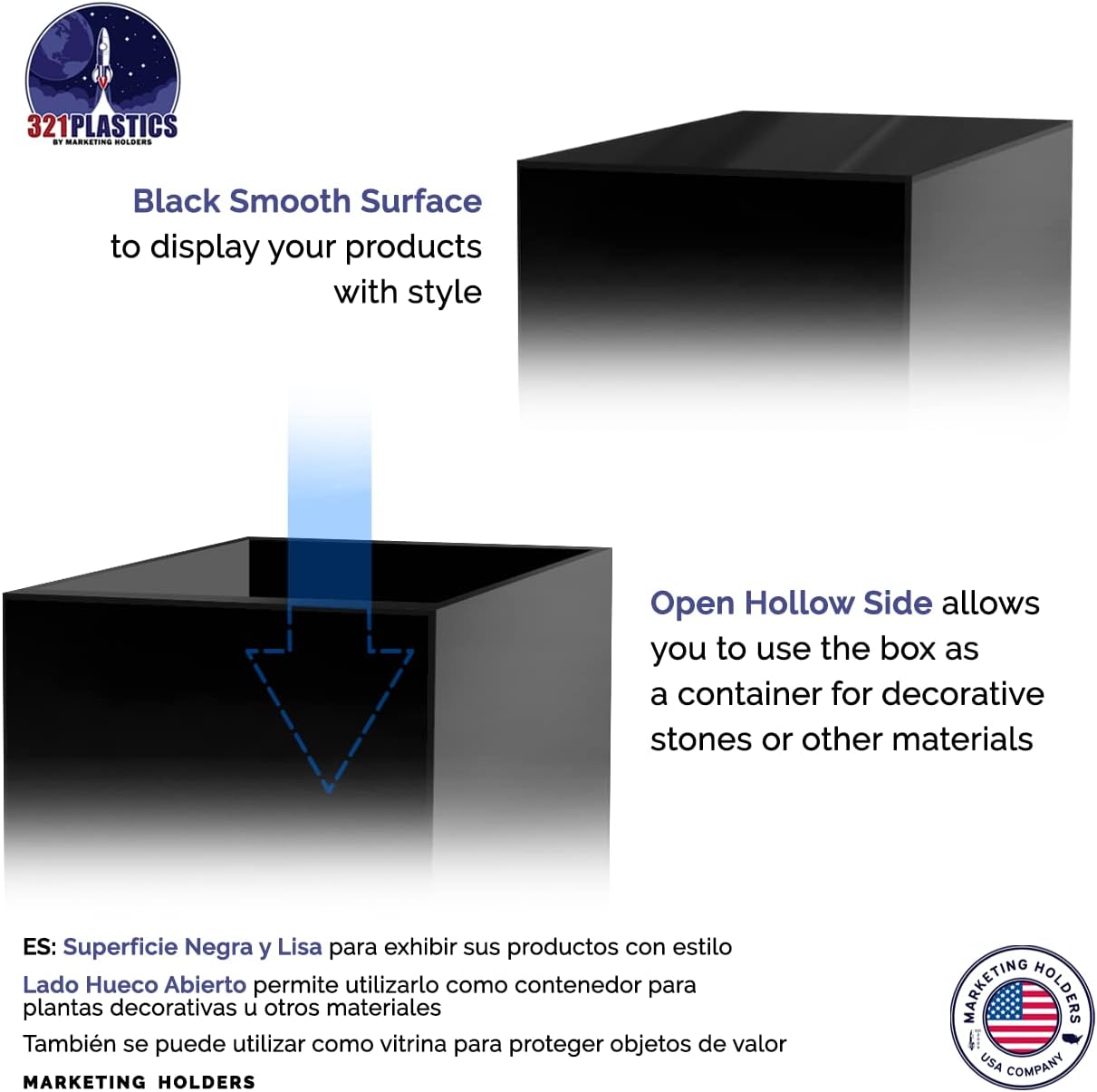 Marketing Holders Black Acrylic Display Pedestal Stand 12x12x16 Inch Cube