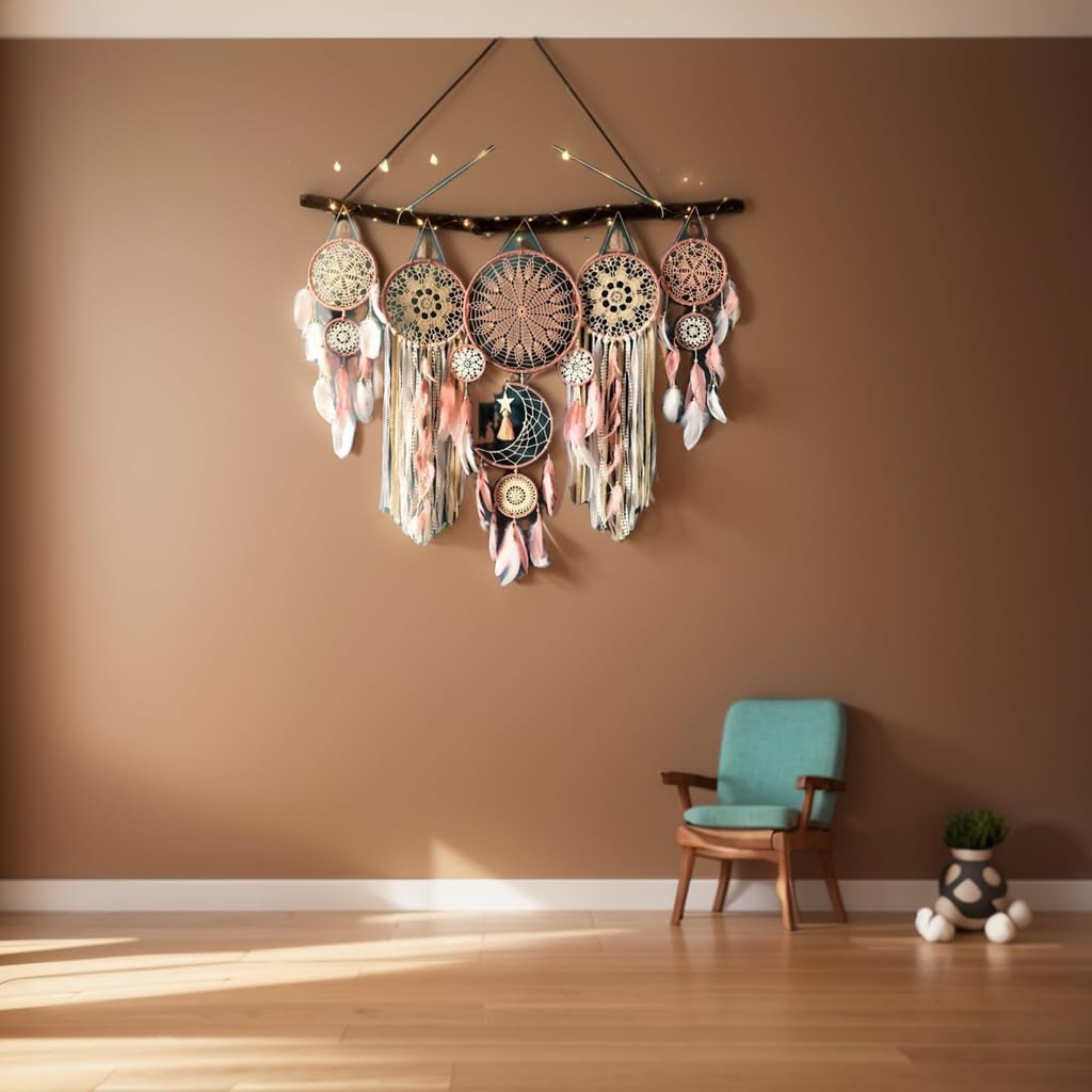 Set of 5 Boho Dream Catcher Wall Decorations