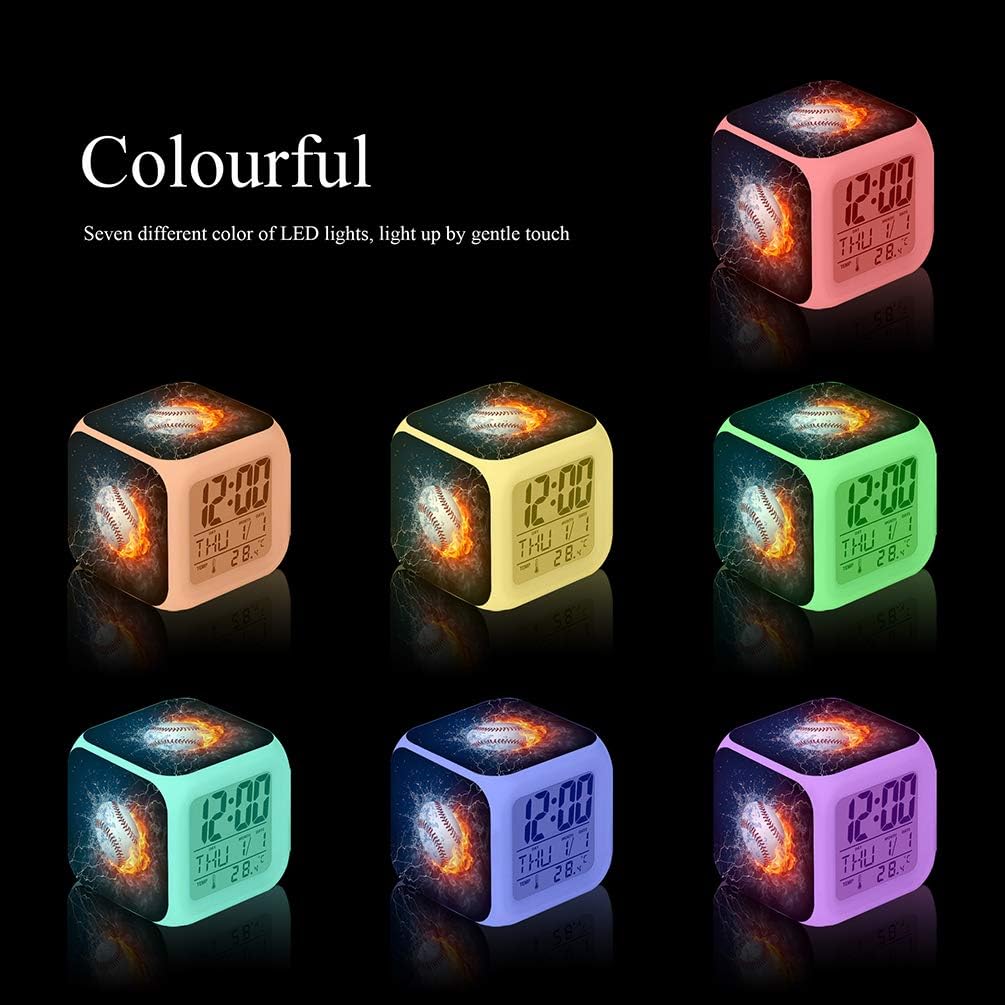 Cointone Led Alarm Clock Baseball Design for Unisex Adults Kids Birthday Gift