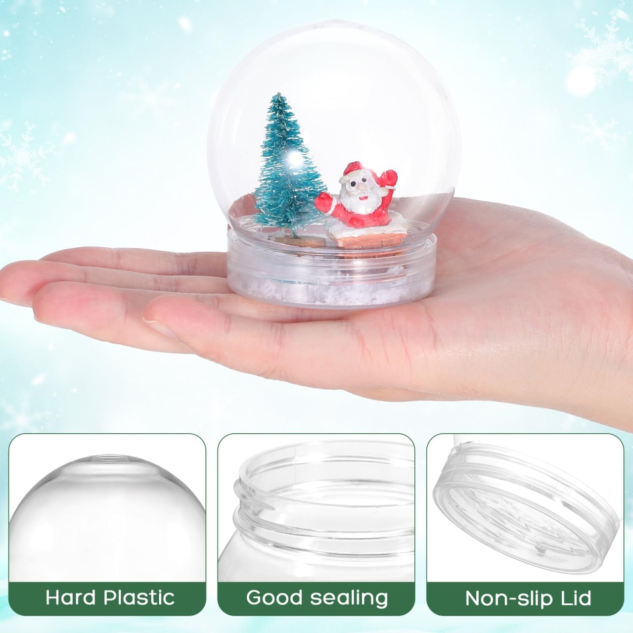 BESTOYARD 10Pcs 3-Inch Plastic Snow Globe DIY Set