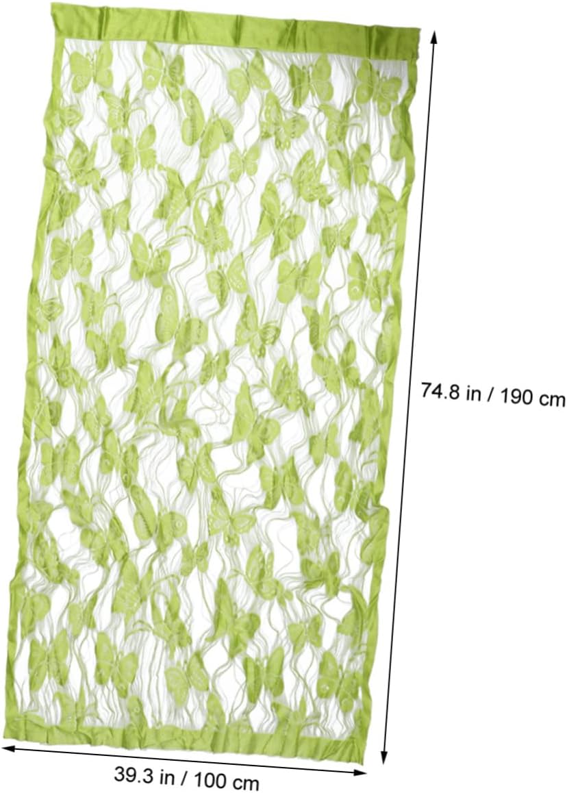 PRETYZOOM Green Strip Tassel Curtain Room Divider for Privacy and Natural Light