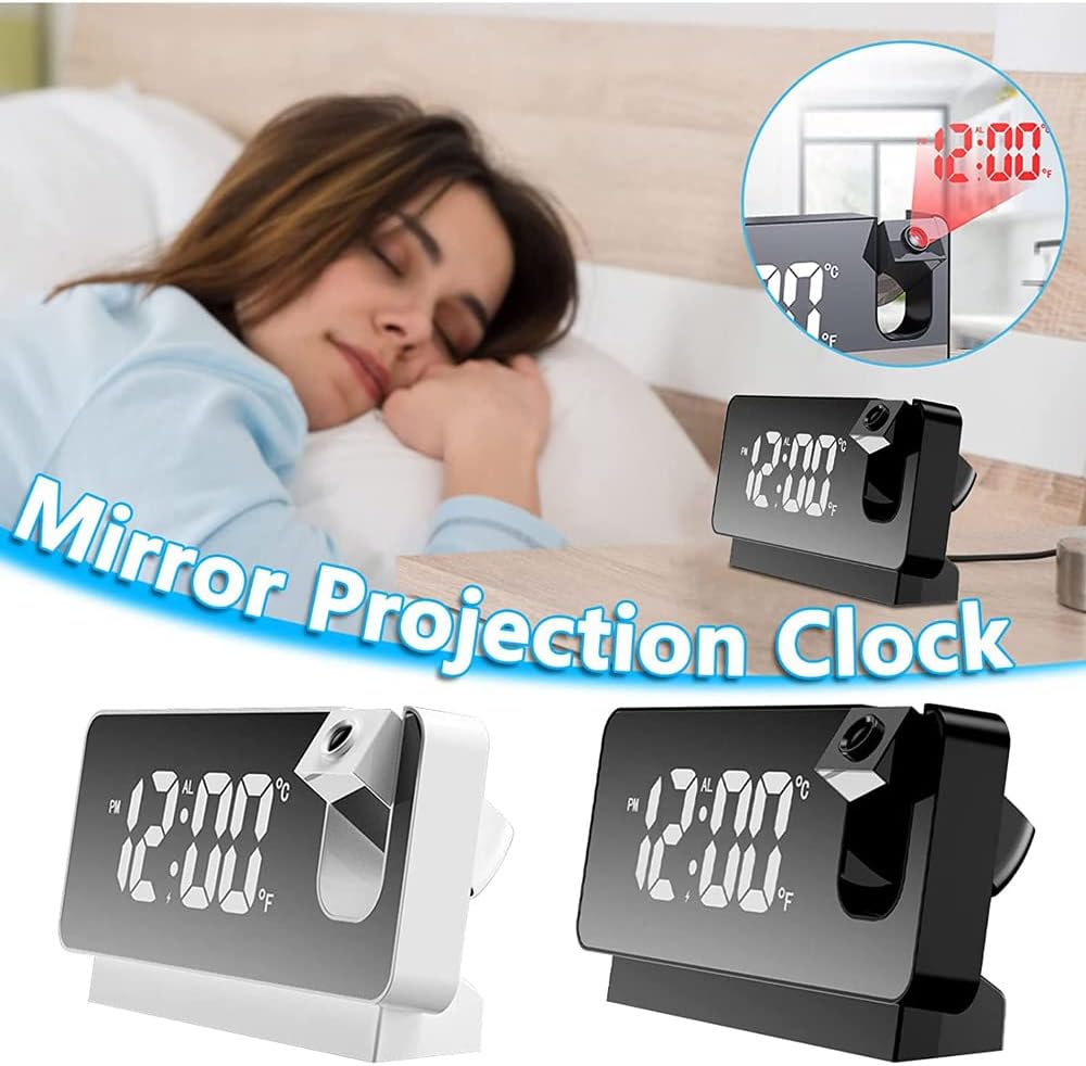 axGear Portable Projection Alarm Clock with 8 Modes - Black