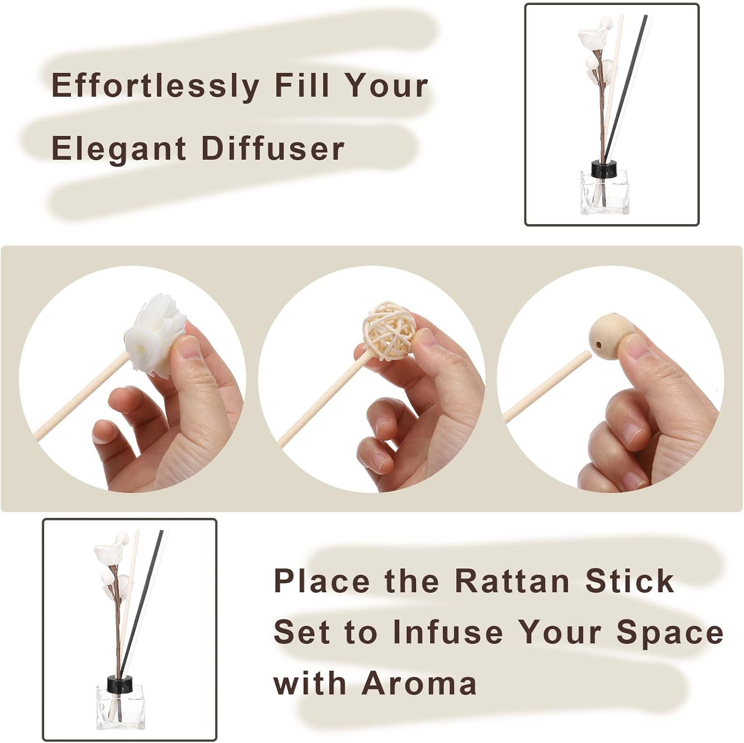 Uxcell 102Pcs Reed Diffuser Sticks Set with Plastic Bottle