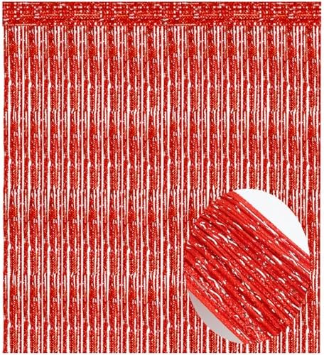 2Pack Red Romantic Curtain with Silver Ribbon