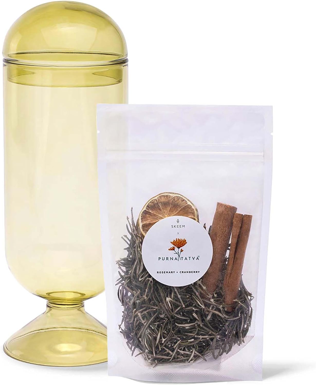 Skeem Moss Cloche Vessel with Rosemary Cranberry Potpourri