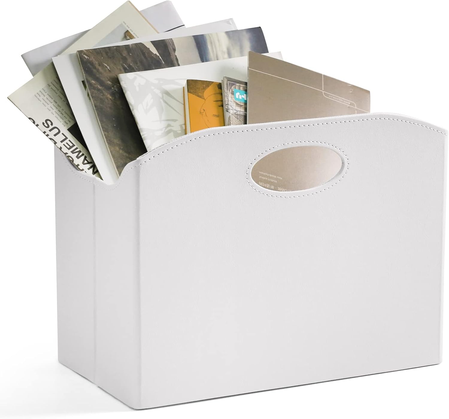 EZDeco Foldable Magazine Holder Floor PU Leather Organizer