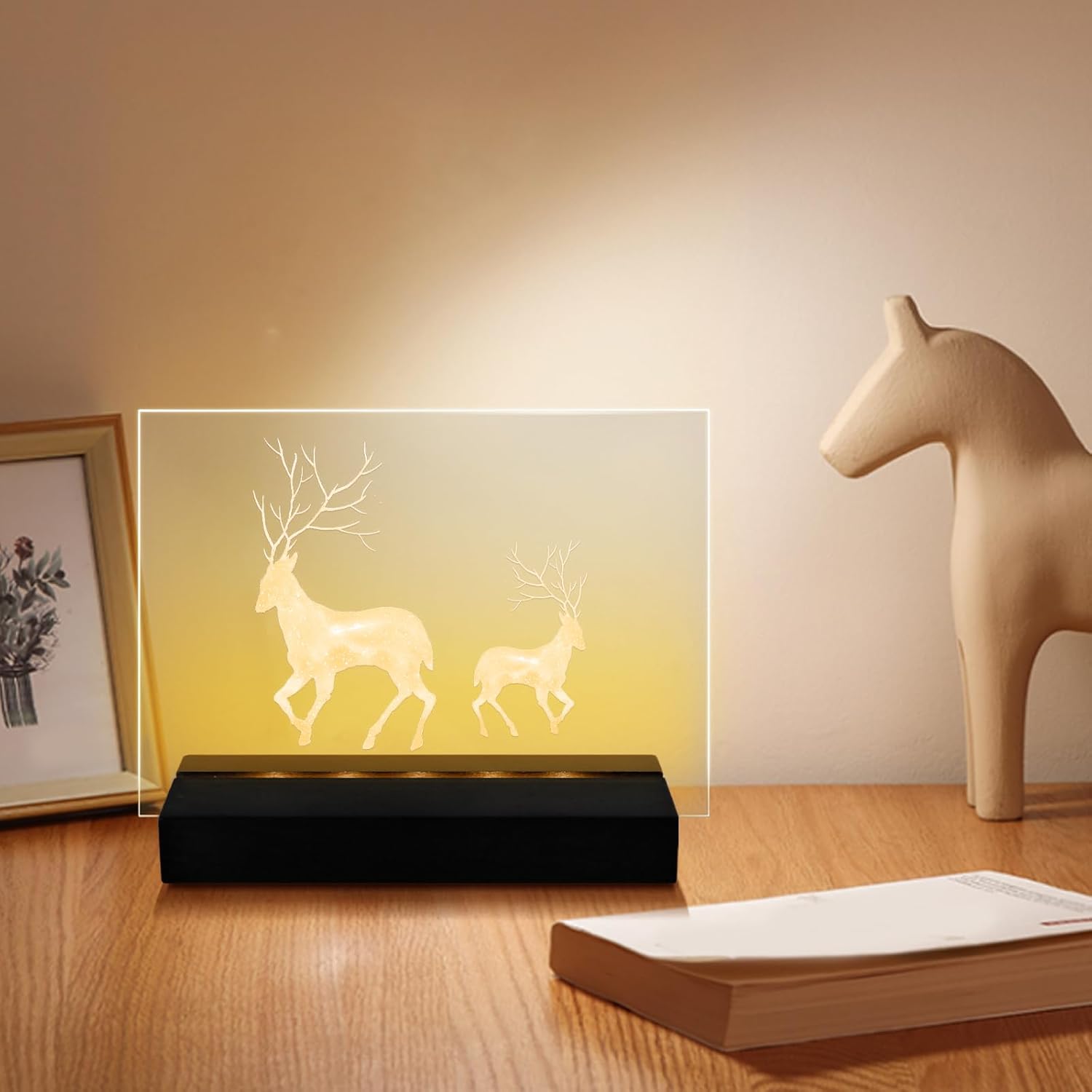 433 Rectangle Wooden LED Light Base with USB Cable 4Pcs