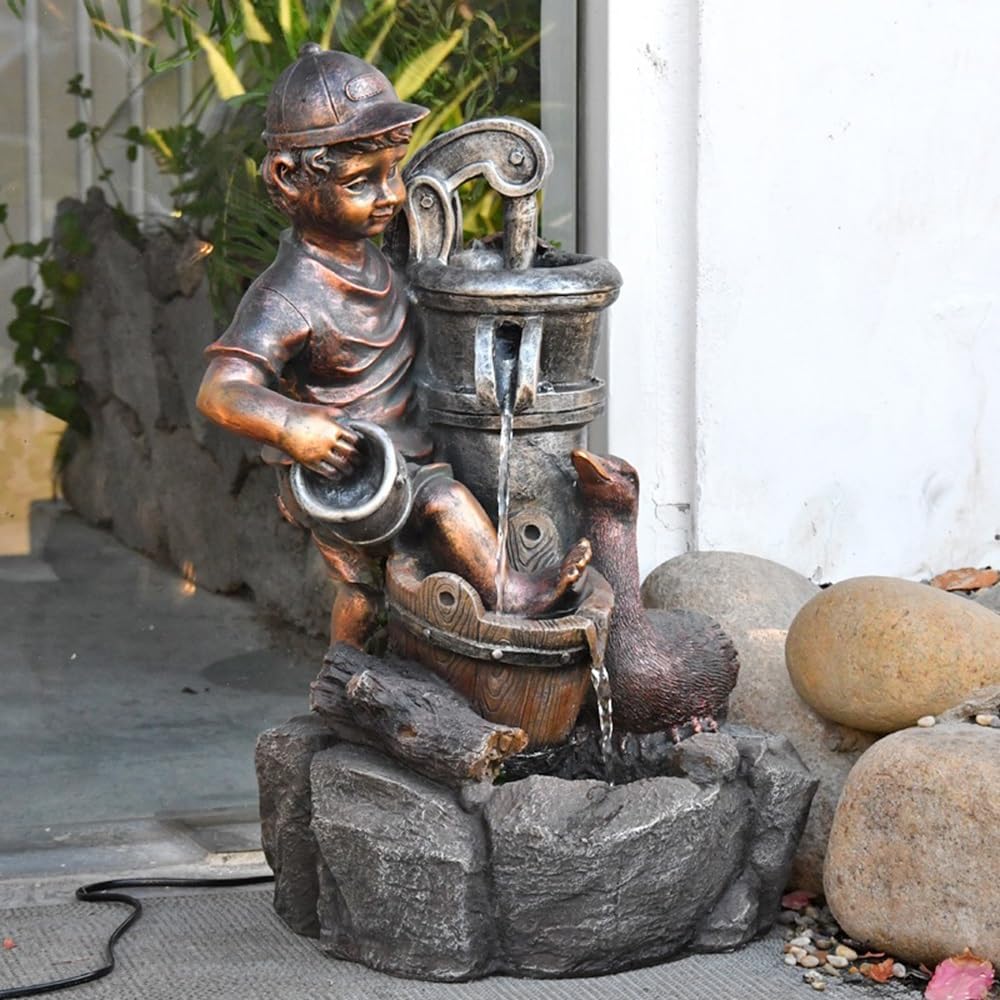 Tabletop Fountain Imitation Copper Resin Decor