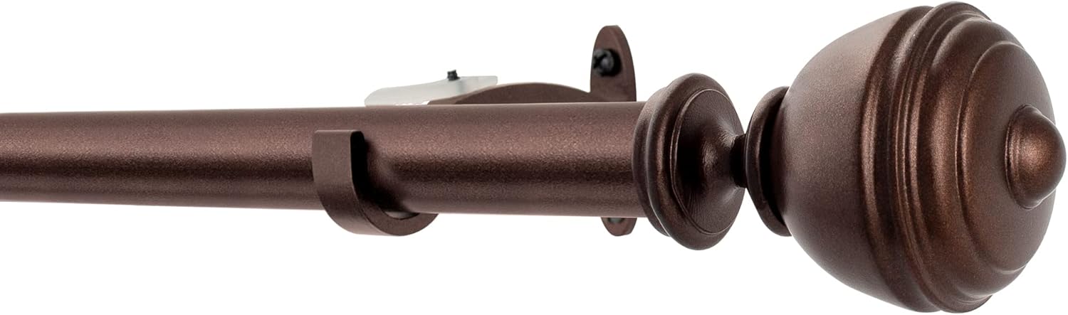 Deco Window Adjustable Brown Curtain Rod 36-66 Inches