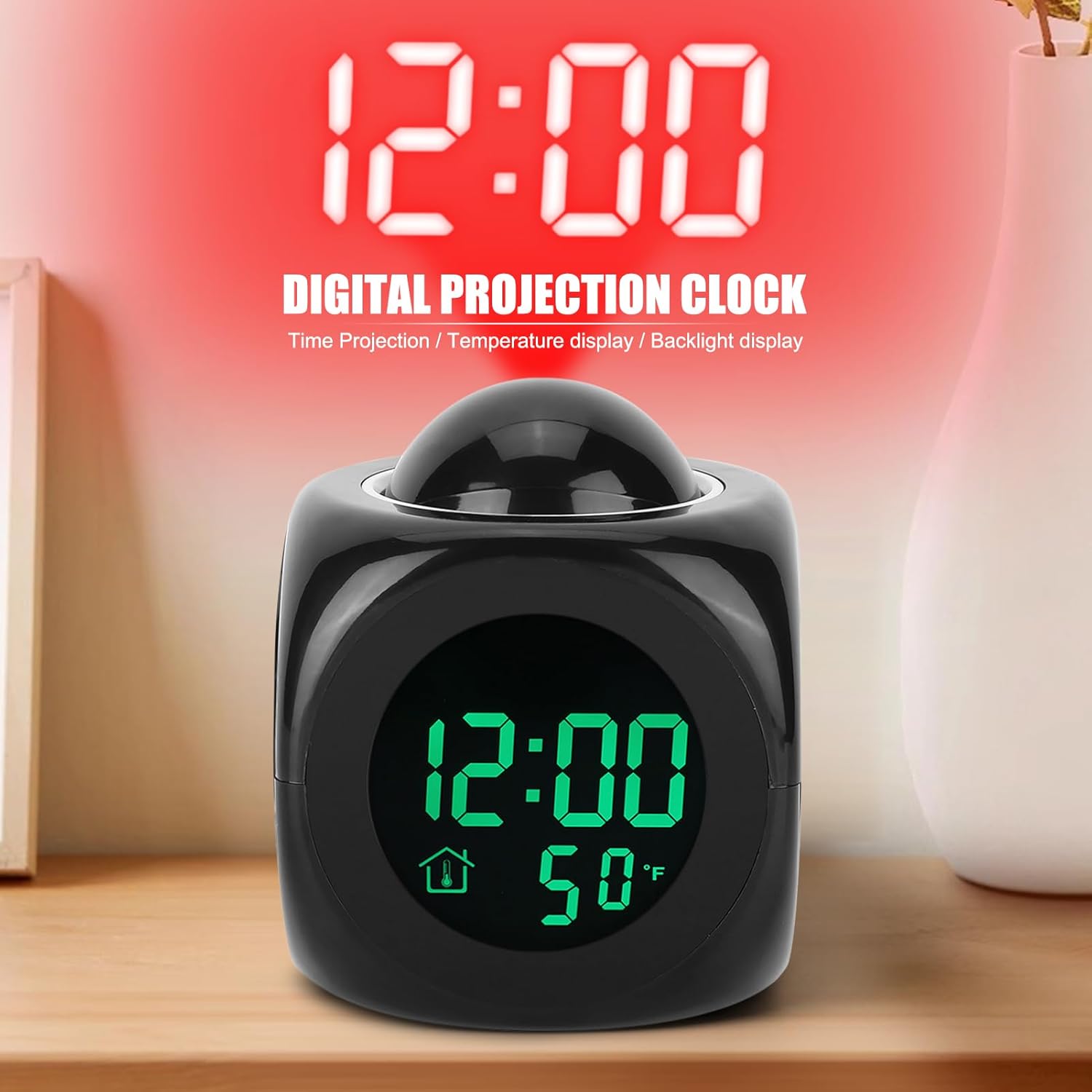 EVTSCAN Multifunctional Digital Alarm Clock with Temperature Display and Voice Time