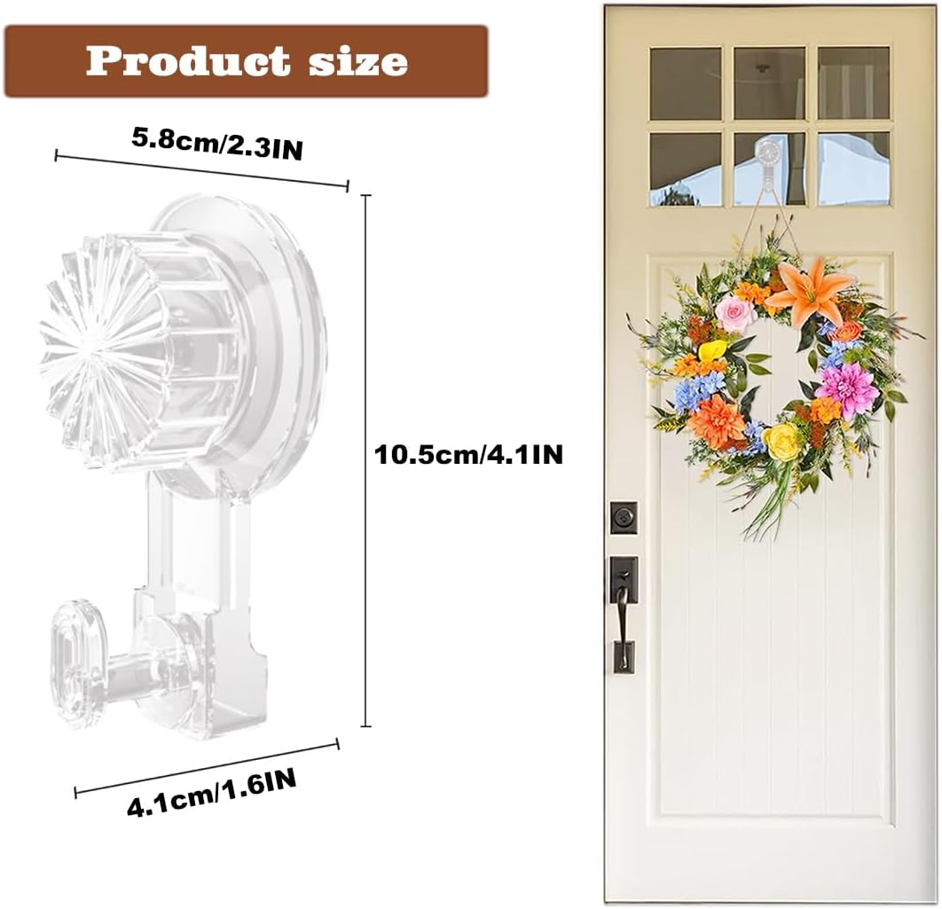 4 Pack Suction Cup Wreath Hooks 22 LB Heavy Duty Waterproof