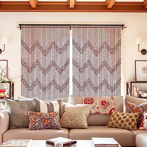 Handmade Bamboo Beaded Curtain - Boho Door Divider 75 x 355 Inches