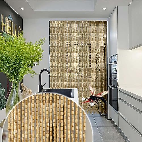 Jolan Bamboo Beaded Curtain Fly Screen Natural 35x79in