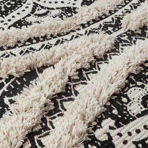 LEEVAN Boho Runner Rug 2x4 ft Mandala Design with Tassels