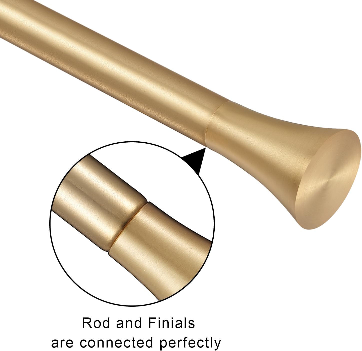 1 Inch Single Curtain Rods with Horn Finials Warm Gold