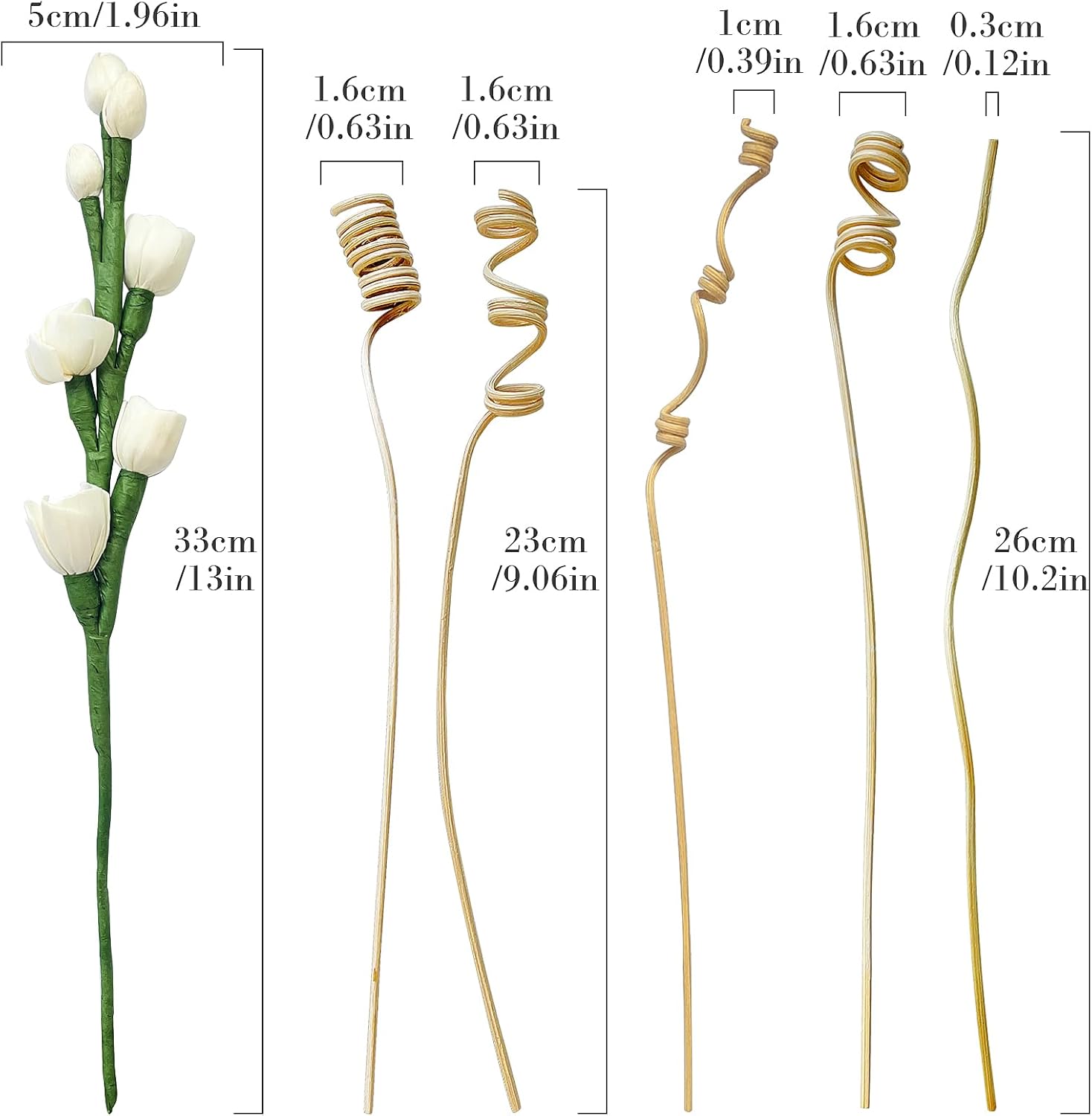 Reed Diffuser Sticks Set with Natural Flowers