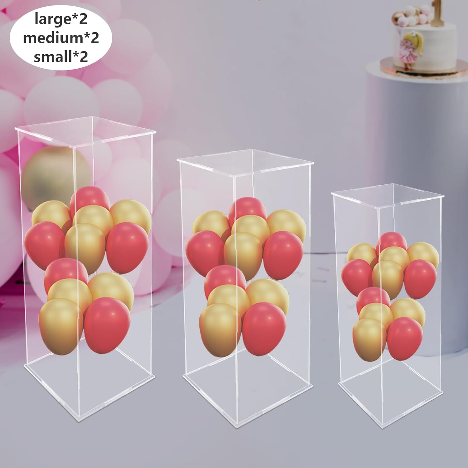 2 Pack Acrylic Pedestal Display Set for Weddings and Events