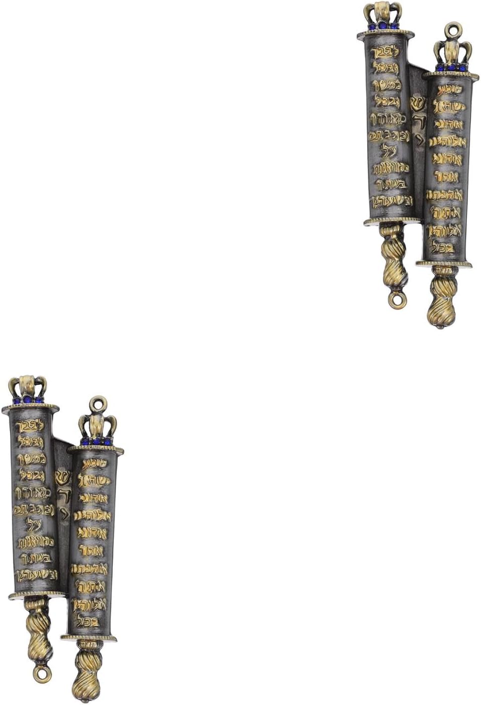 LUOZZY 2pcs Metal Mezuzah Cases Deep Gray Golden Text