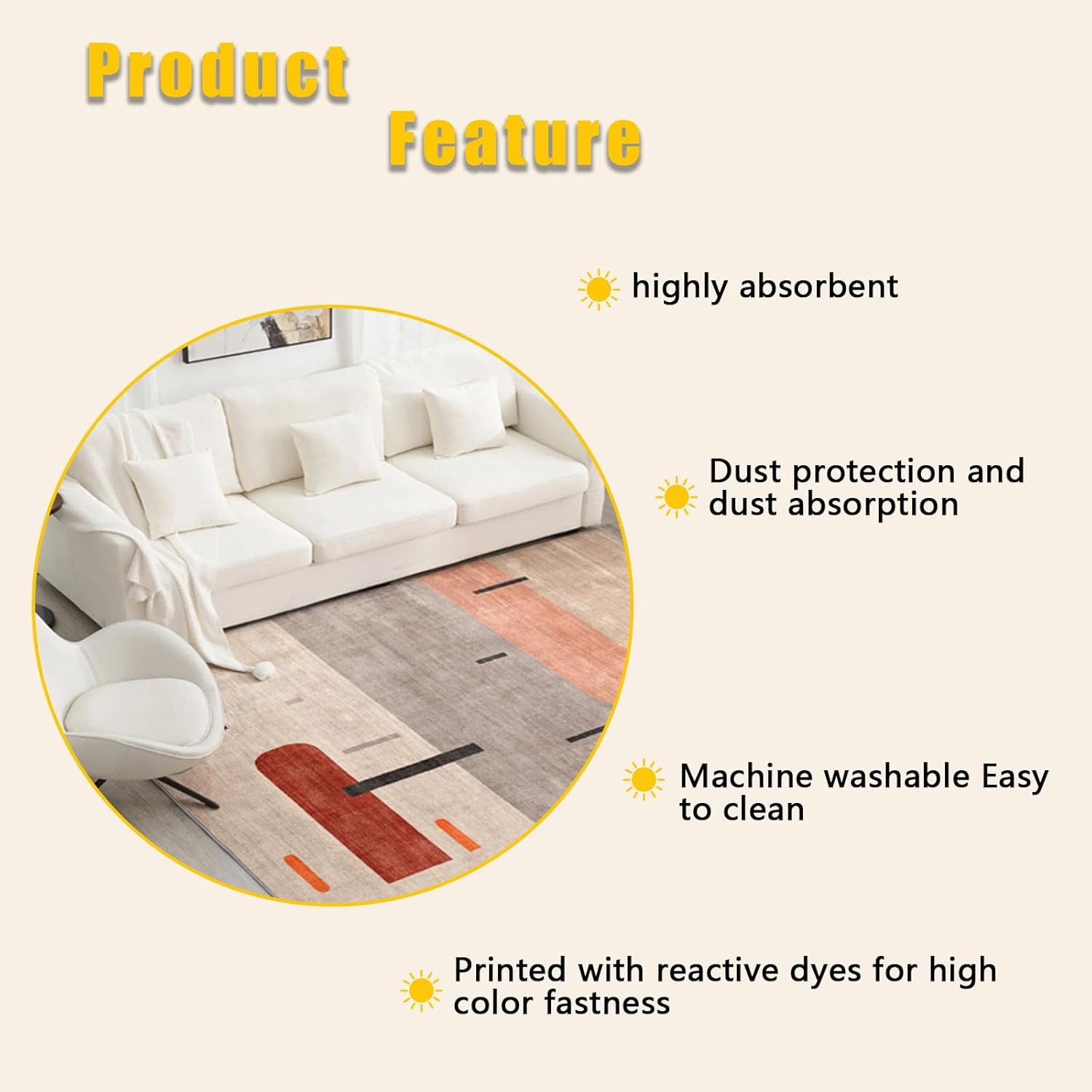 Cartoon Marine Telescope Washable Area Rug 5x6ft