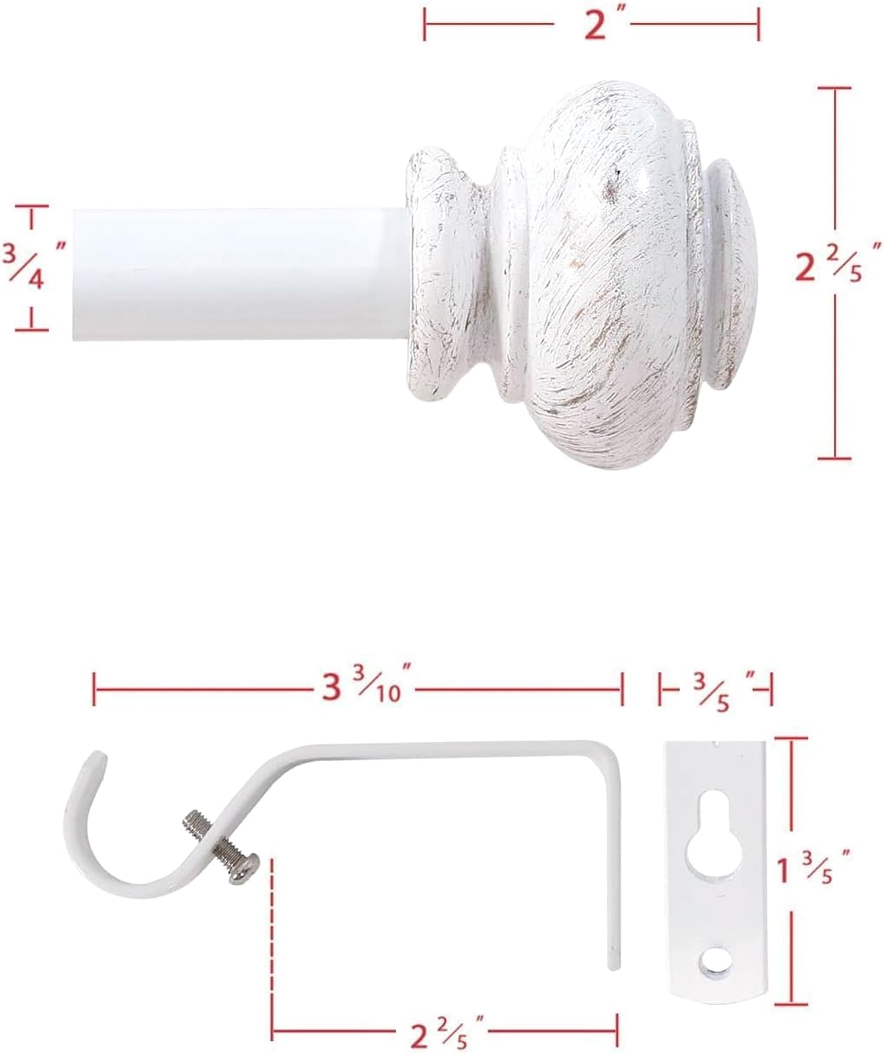 HVERSAILTEX Adjustable Curtain Rods 34 Inch White