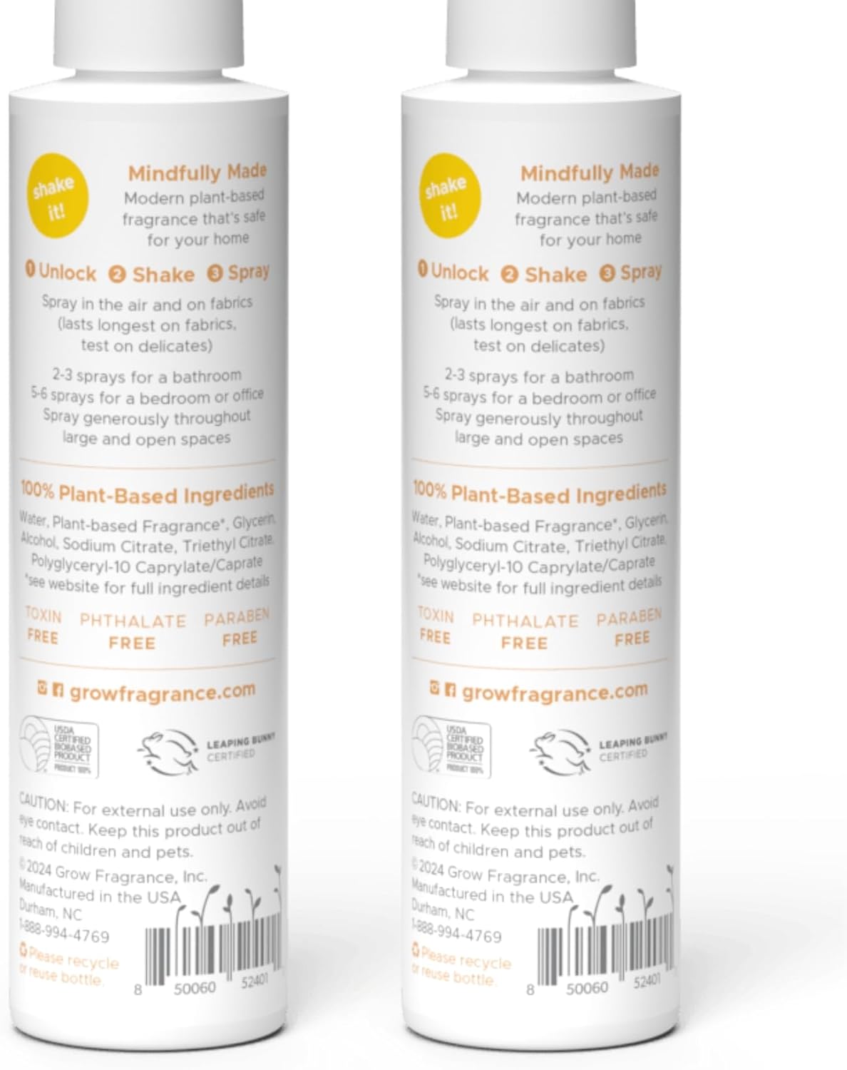 Grow Fragrance Plant-Based Air Freshener Spray 2 Pack